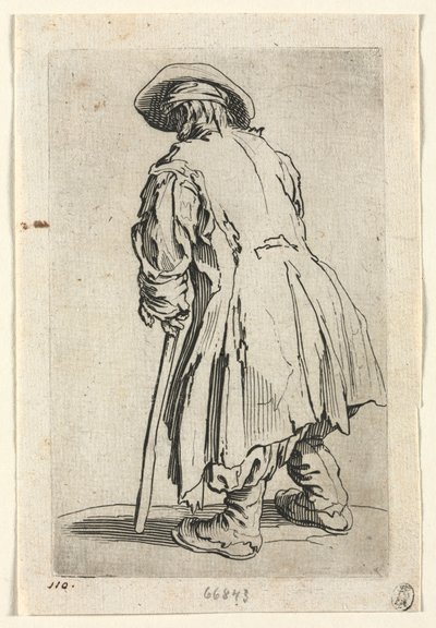 Los Mendigos: Viejo Mendigo con una Sola Muleta, c. 1623 de Jacques Callot