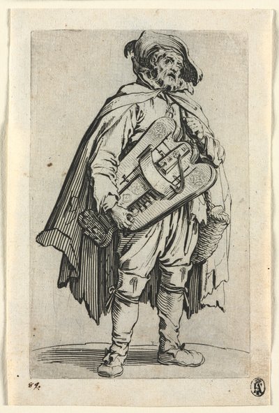 Los mendigos: El organillero, c. 1623 de Jacques Callot