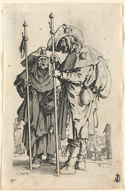 Los mendigos: Los dos peregrinos, c. 1623 de Jacques Callot