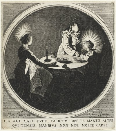 La Bendición Le Bénédicité también conocido como La Sagrada Familia en la Mesa, 1628 de Jacques Callot