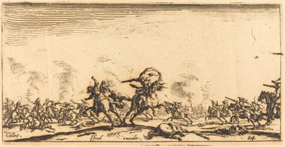 El combate de caballería con pistolas, c. 1632-1634 de Jacques Callot