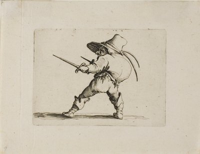 El duelista con una espada y un puñal, de Varie Figure Gobbi de Jacques Callot