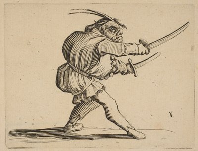 El Duelista con Dos Sables, de Varie Figure Gobbi, 1616-22 de Jacques Callot