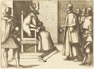 El enviado de Toscana agradeciendo a la reina de Jacques Callot