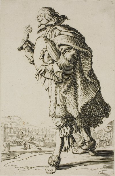 El gentilhombre que saluda con el sombrero bajo el brazo, lámina dos de La Noblesse de Jacques Callot