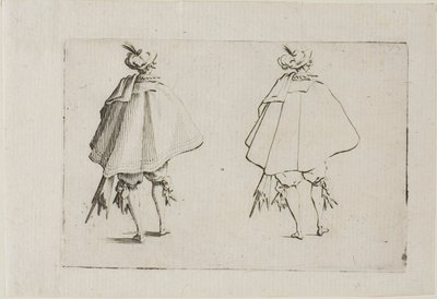 El caballero con un gran abrigo, visto desde atrás, de Los caprichos de Jacques Callot