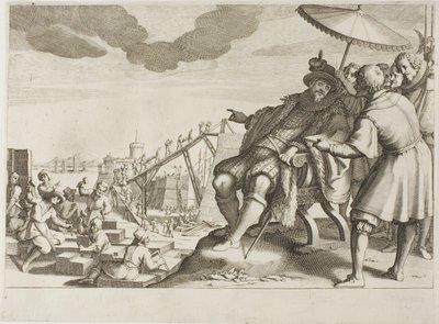 El Gran Duque fortifica el puerto de Livorno, de la Vida de Ferdinando I de