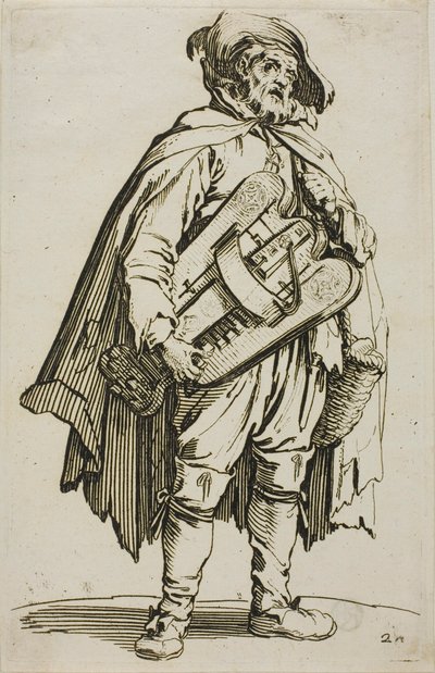 El tocador de zanfoña, placa dos de Los mendigos de Jacques Callot