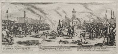 Las grandes miserias de la guerra: Quema en la hoguera, 1633 de Jacques Callot