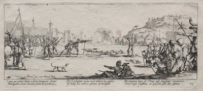 Las Grandes Miserias de la Guerra: El Pelotón de Fusilamiento, 1633 de Jacques Callot