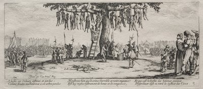 Las grandes miserias de la guerra: El ahorcamiento, 1633 de Jacques Callot