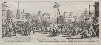 Las grandes miserias de la guerra: El estrapado, 1633 de Jacques Callot