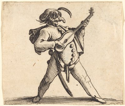 El Comediante Enmascarado Tocando una Guitarra de Jacques Callot