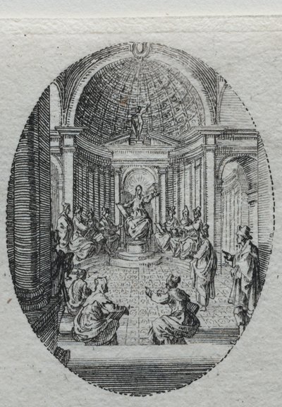 Los Misterios de la Pasión: Cristo disputando con los doctores de Jacques Callot