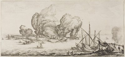 La batalla naval, de varias escenas diseñadas en Florencia de Jacques Callot