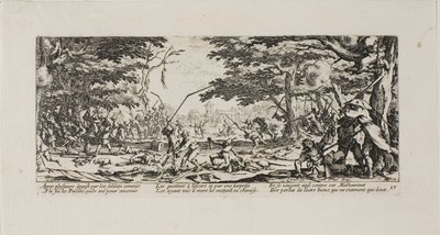 Los campesinos se vengan, lámina diecisiete de Las miserias de la guerra de Jacques Callot