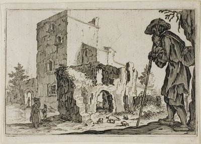 El pastor y las ruinas, de Los Caprichos de Jacques Callot