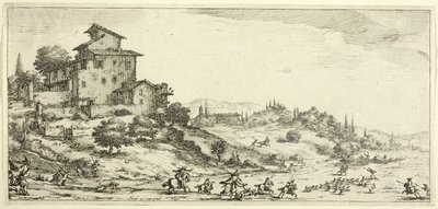 La caza del ciervo, de varias escenas diseñadas en Florencia de Jacques Callot