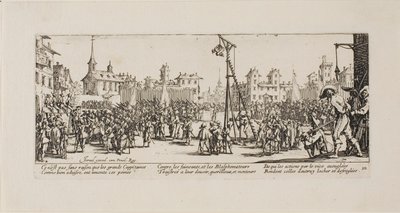 El estraperlo, lámina diez de Las miserias de la guerra de Jacques Callot