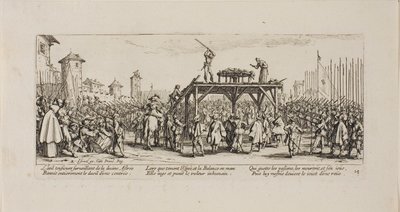 La rueda, lámina catorce de Las miserias de la guerra de Jacques Callot