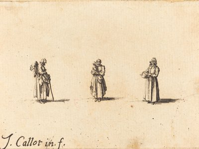 Tres mujeres, una sosteniendo a un niño, probablemente 1634 de Jacques Callot