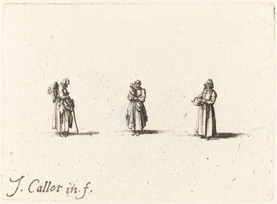 Tres Mujeres, Una Sosteniendo un Niño de Jacques Callot