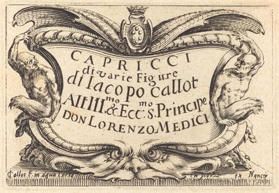 Página de título para "Los Capricci" de Jacques Callot