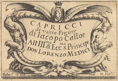 Página de título para Los Caprichos, c. 1617 de Jacques Callot