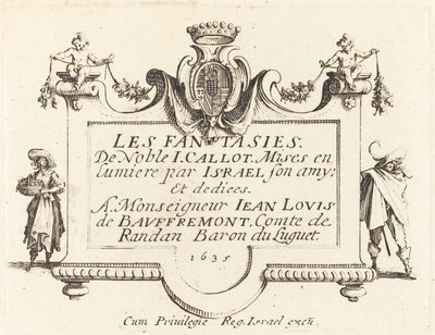 Página de título para "Las fantasías" de Jacques Callot