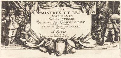 Página de título para "Las grandes miserias de la guerra" de Jacques Callot