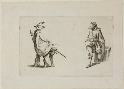 Dos hombres sentados, de Los Caprichos de Jacques Callot