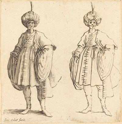 Dos Turcos Vestidos con Turbantes y una Pluma de Jacques Callot