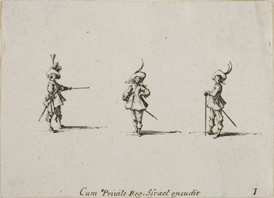 Simulacro sin armas, placa uno de Los ejercicios militares de Jacques Callot