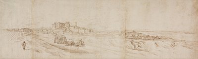 Vista del Castello Bracciano, cerca de Roma con Carruaje y Figuras de Jacques Callot