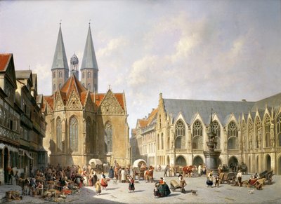 La plaza del mercado de la ciudad vieja, Brunswick, 1890 de Jacques Carabain