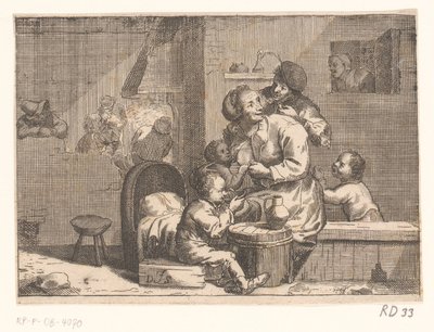 Escena doméstica con un niño en el pecho de Jacques Dassonville