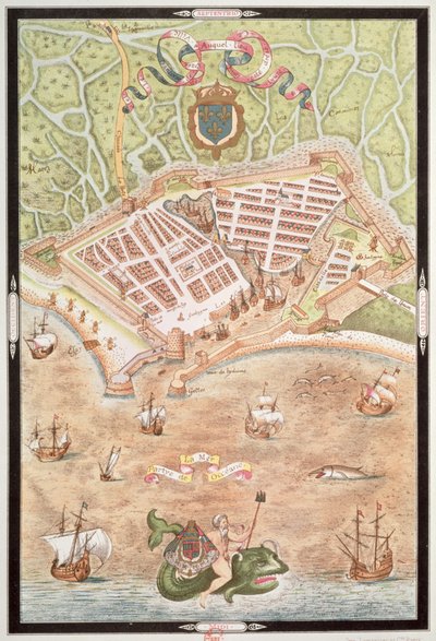 Facsímil de un plano de Le Havre en 1583, de 