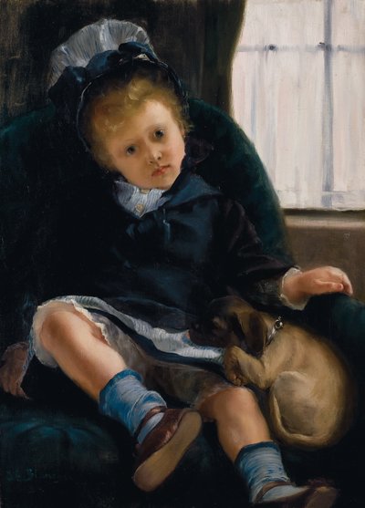 Niña con cachorro de Jacques Emile Blanche