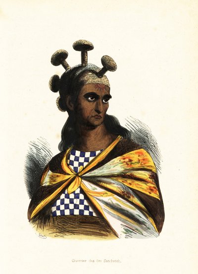 Guerrero de las Islas Hawaianas de Jacques Etienne Victor (after) Arago