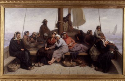 Pesca de ostras en la cubierta de un barco de Jacques Eugene Feyen