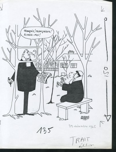 Paris-Presse, satírico en B  W de Jacques Faizant