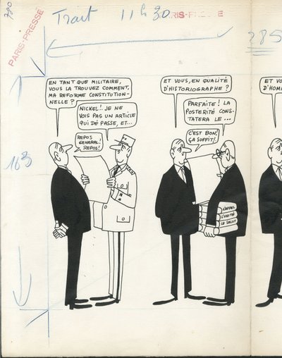 Paris-Presse, satírico en B  W de Jacques Faizant