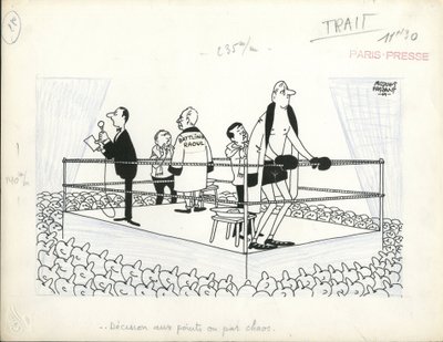 Paris-Presse, satírico en B  W de Jacques Faizant