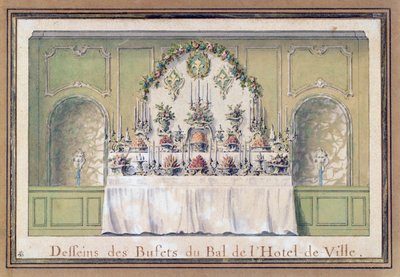 Buffet para un baile en el Hotel de Ville, París, 1745 de Jacques François Blondel