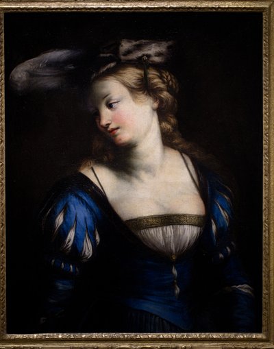 Mujer joven con blusa azul de Jacques Francois Courtin