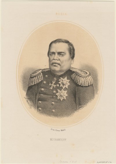 Retrato del Conde Nikolay Muravyov-Amursky 1809-1881, 1865 de Jacques Francois Gauderique Llanta