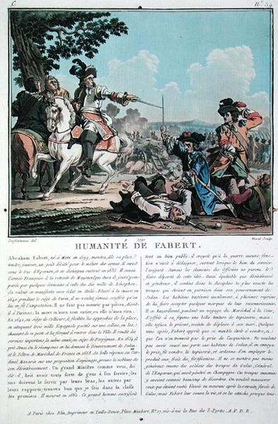 La humanidad de Abraham Fabert (1599-1662), grabado por Jean Baptiste Morret (fl.1790-1820) de Jacques Francois Joseph (after) Swebach