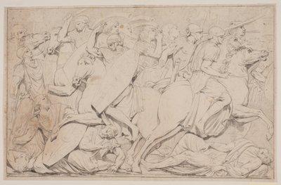 Escena de batalla con enemigos caídos de Jacques Francois Joseph Saly