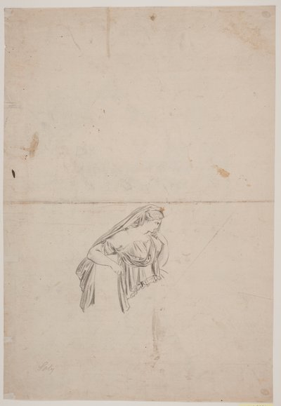 Estudio para figura femenina afligida de Jacques Francois Joseph Saly