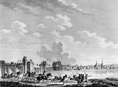 Revolución Francesa: Derrota de Passy (Pacy sur Eure) el 13 de julio de 1793. Grabado de Berthaut después de Swebach. París, Biblioteca del Instituto de Historia de la Revolución de Jacques Francois Joseph Swebach